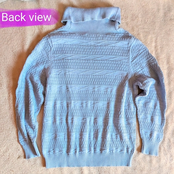 ALIA size Large EUC vintage baby blue colour, knitted style turtleneck pullover - Picture 9 of 10